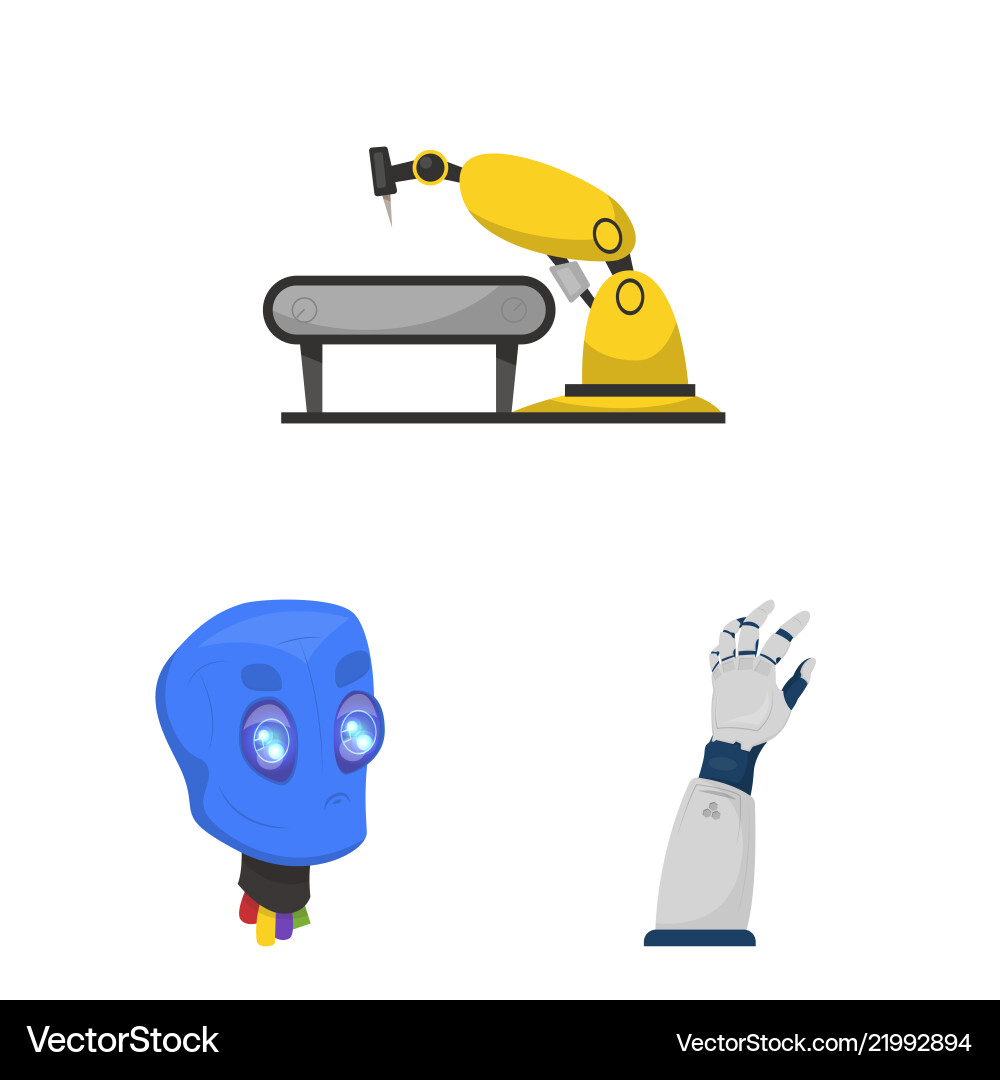 Robot and factory symbol Robot and factory symbol vector image