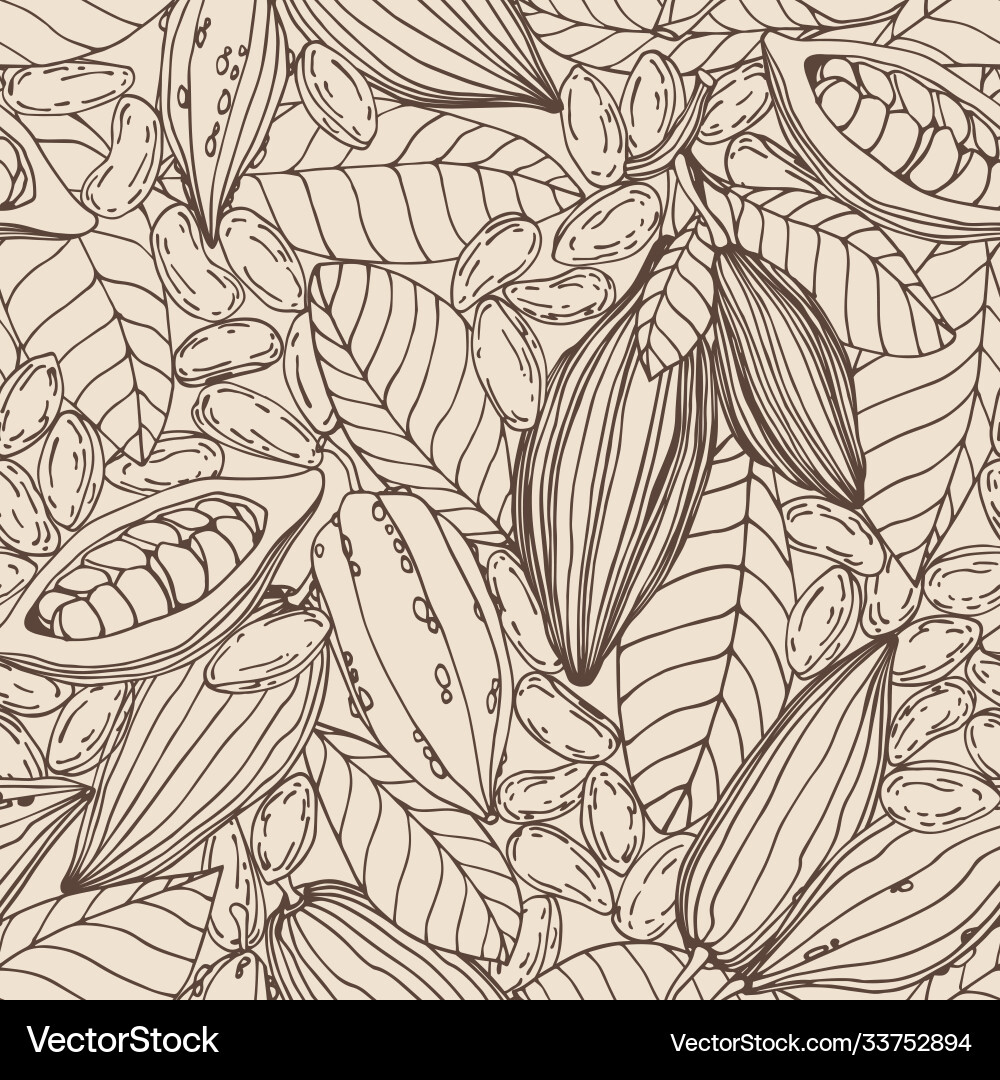 Seamless pattern set cocoa chocolate tree Seamless pattern set cocoa chocolate tree vector image