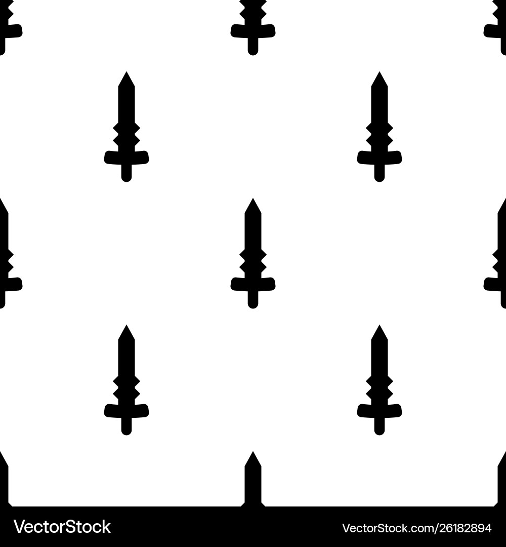 Seamless pattern with simple sword icons black Seamless pattern with simple sword icons black vector image