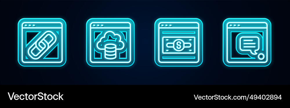 Set line browser window cloud technology data Set line browser window cloud technology data vector image