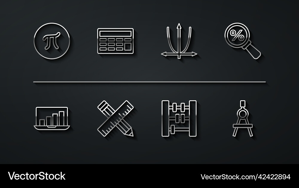 Set line pi symbol laptop with graph chart Set line pi symbol laptop with graph chart vector image