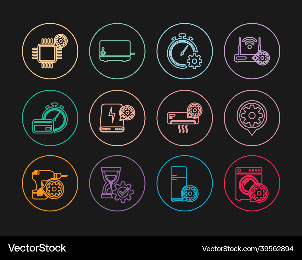 Set line washer setting time management Vector Image