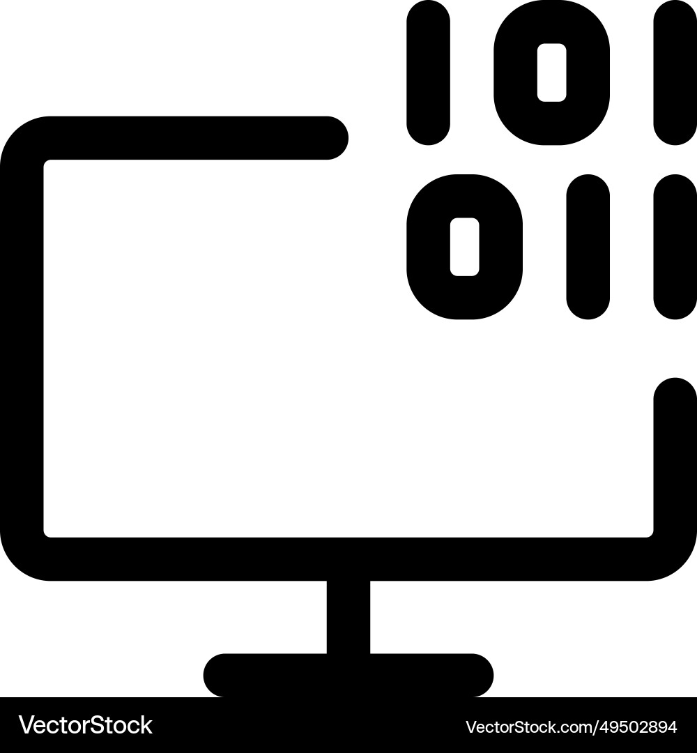 Showing data in binary format on monitor vector image