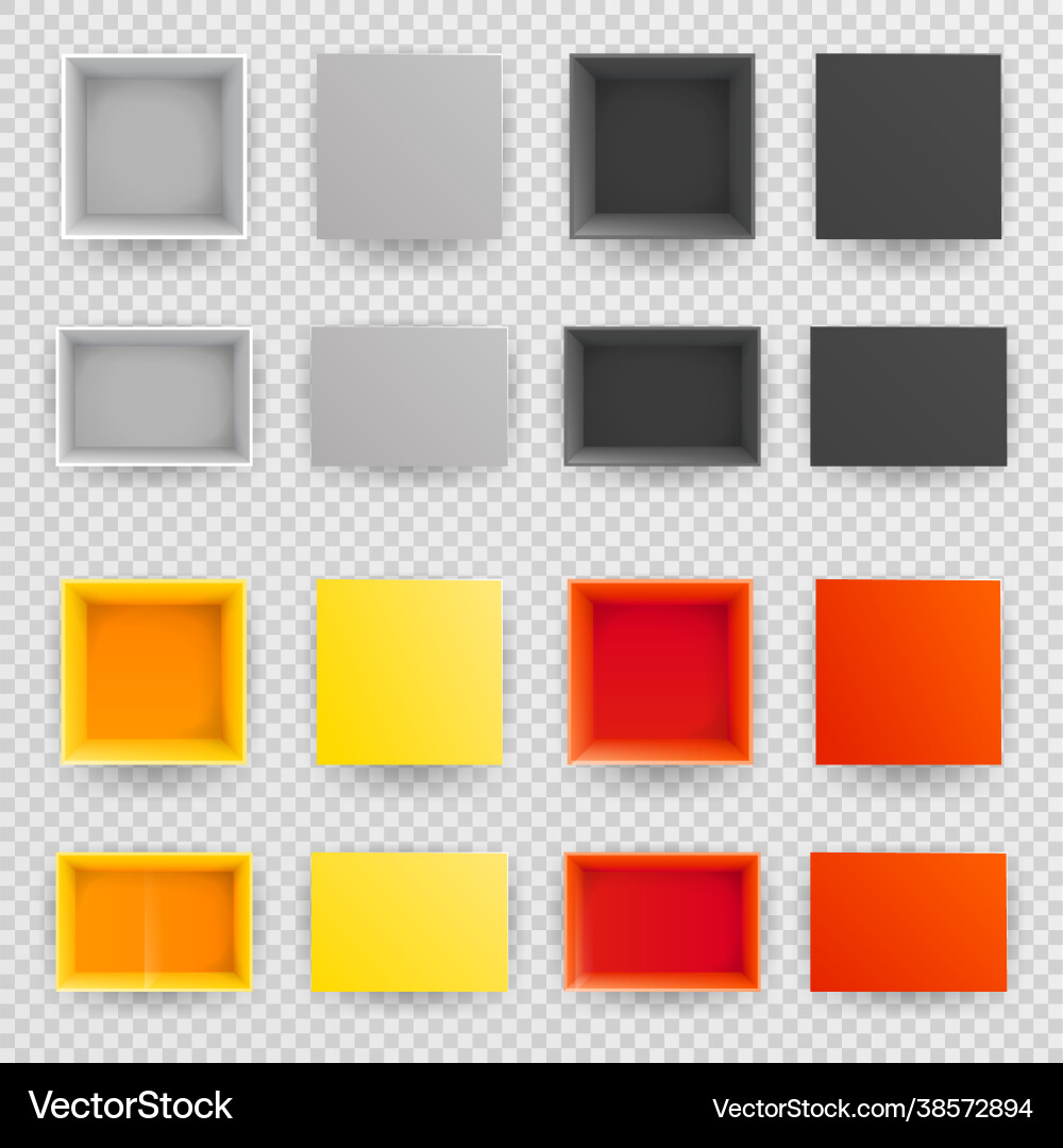 Top view paper open box set realistic Top view paper open box set realistic Vector Image