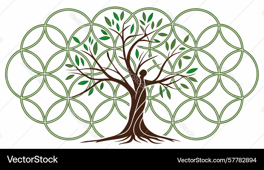 Tree of life in geometric pattern icon design vector image