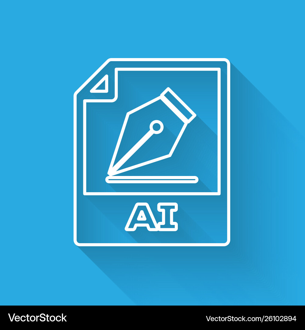 White ai file document icon download button Vector Image