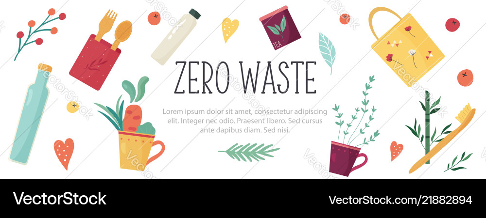 Zero waste concept design with elements Royalty Free Vector