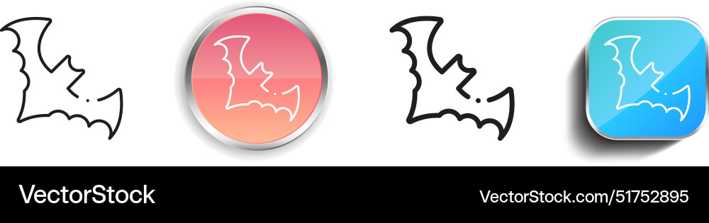 Bat icon thin linear regular and button style vector image