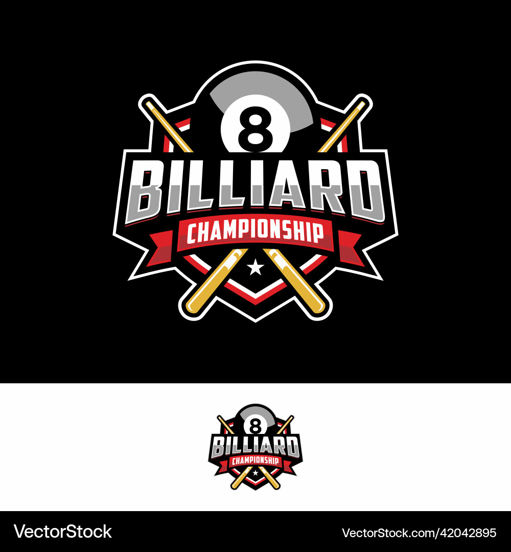 Billiard Logo Icon - 8 Ball Sports Badge Vector Image