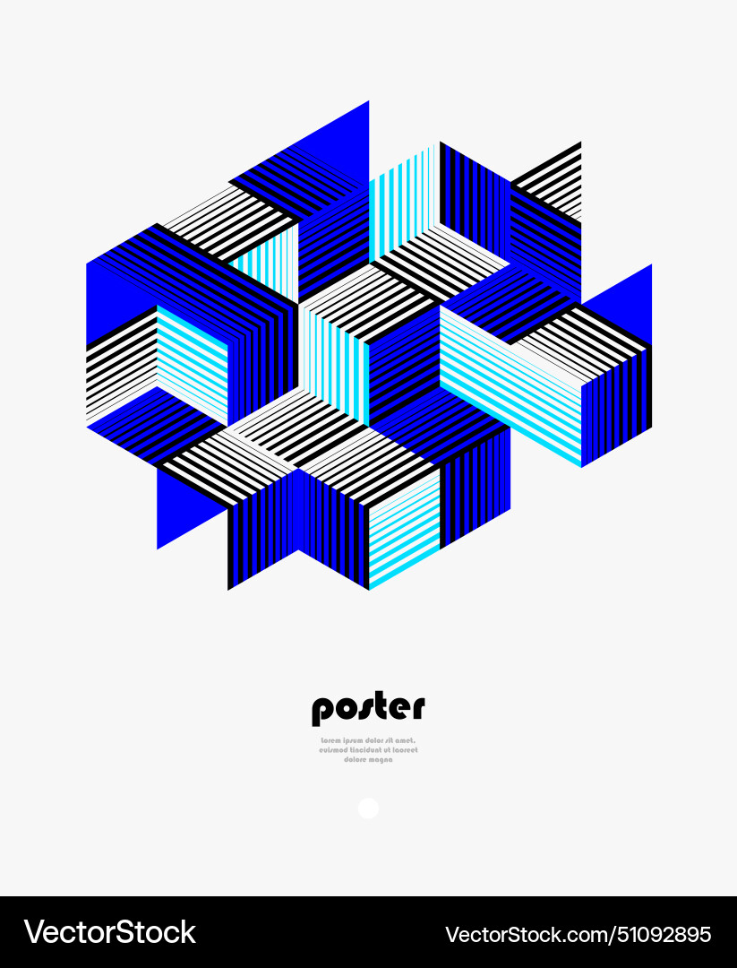 Blue abstract geometric background with cubes Vector Image