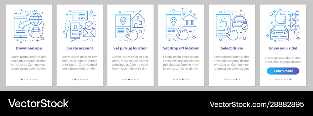 Carpooling onboarding mobile app page screen Vector Image