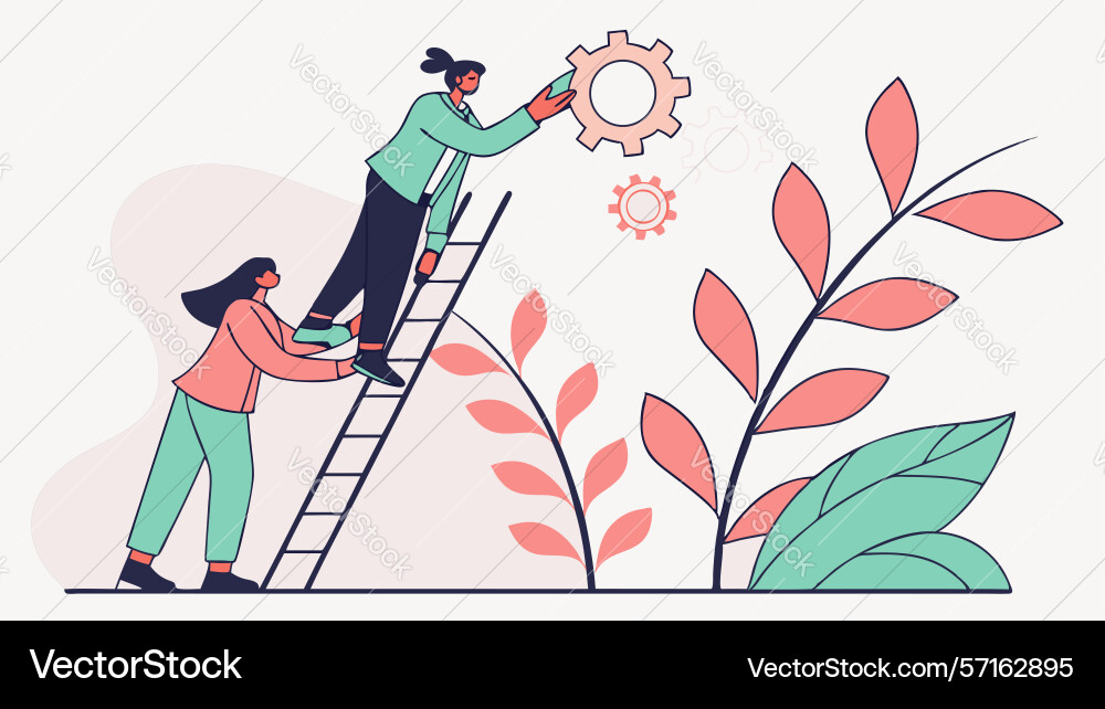 Collaborative growth and problem-solving design vector image