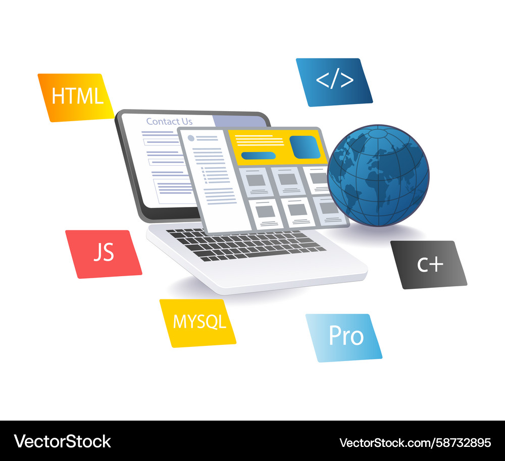Computer Programmierer Landing Page Vektorbild