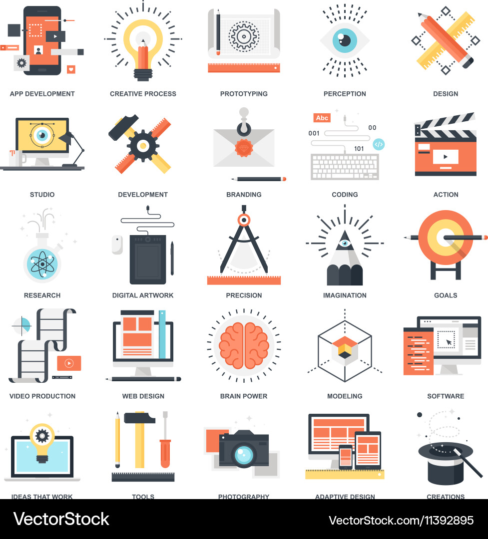 Creative Process Icons - Workflow vector image