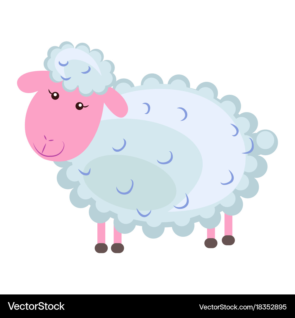 Cute Sheep Sticker - Cartoon Lamb Vector Image