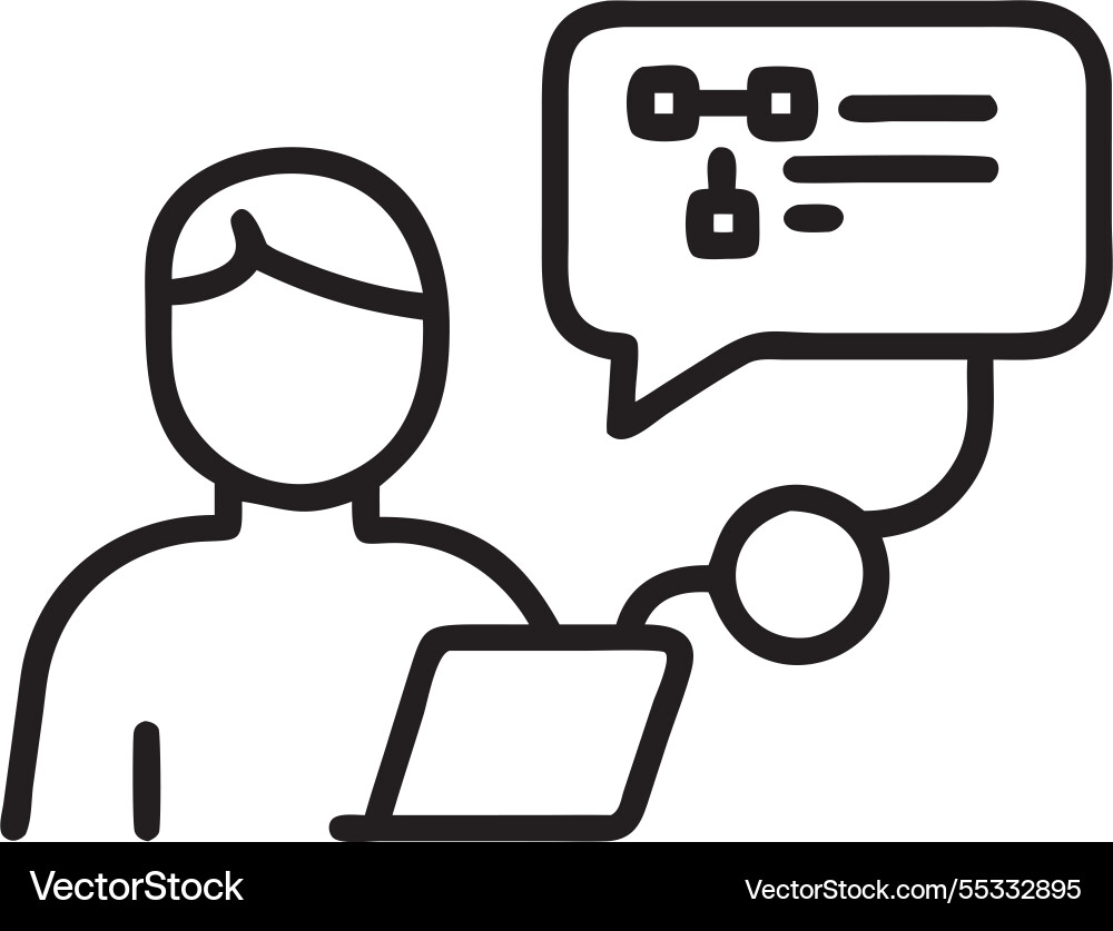 Data analyst uses computer with ai technology vector image
