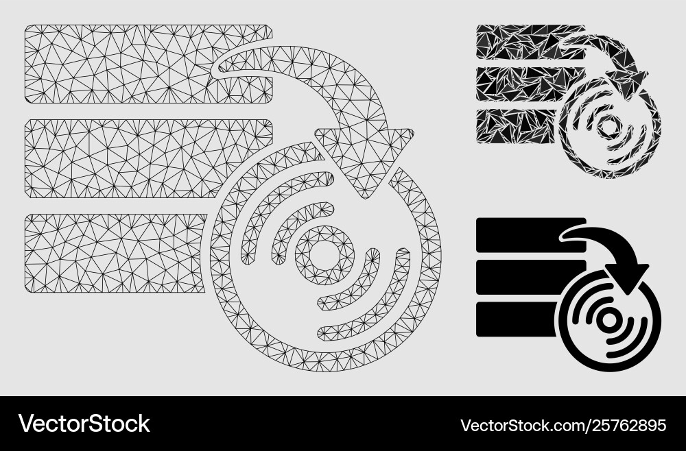 Database backup mesh 2d model and triangle Database backup mesh 2d model and triangle vector image