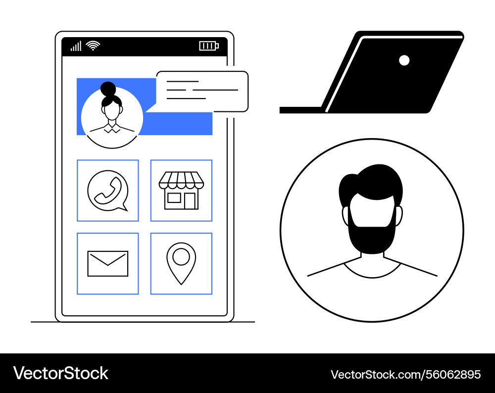 Digital communication and connection via Digital communication and connection via vector image