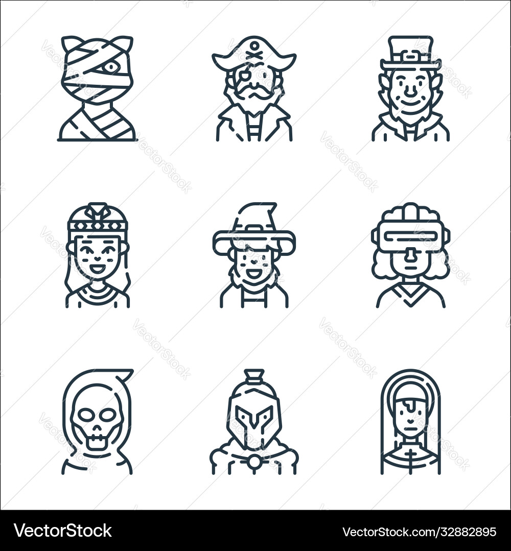 Fantastic characters line icons linear set Vector Image