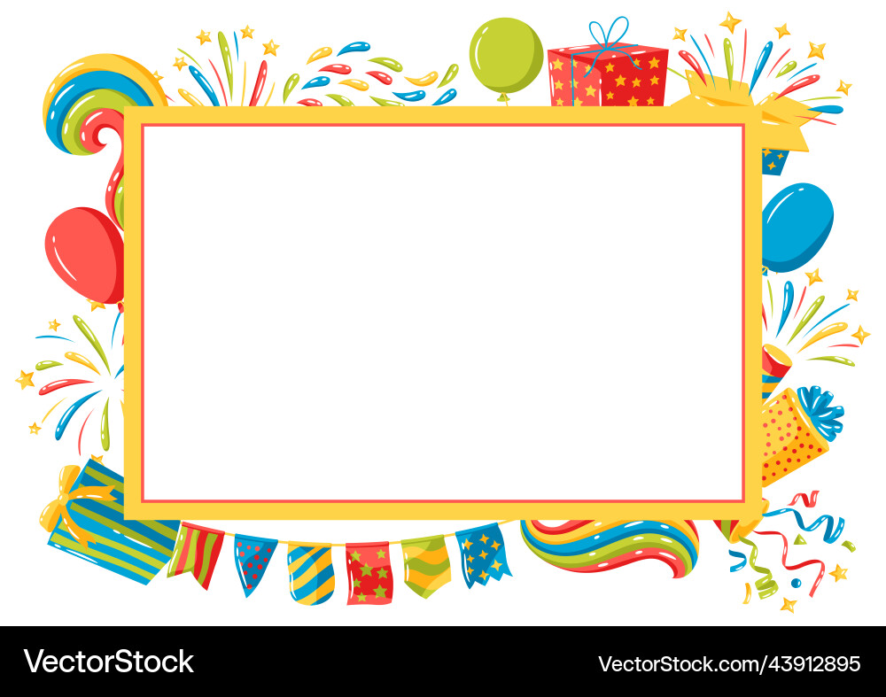 Frame with holiday decoration items color objects Frame with holiday decoration items color objects vector image