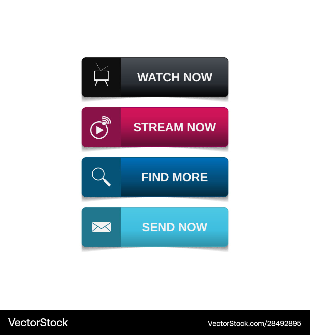 Gradient buttons flat design set vector image
