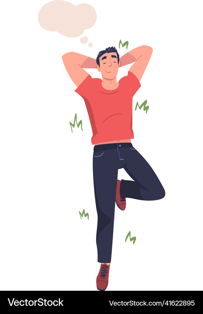 Man character dreaming imagining and fantasizing Man character dreaming imagining and fantasizing vector image