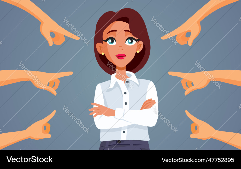 People pointing to a strong female leader People pointing to a strong female leader vector image