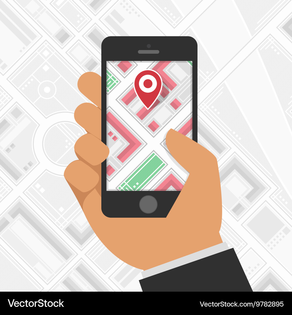 Phone gps mark on the map background vector image