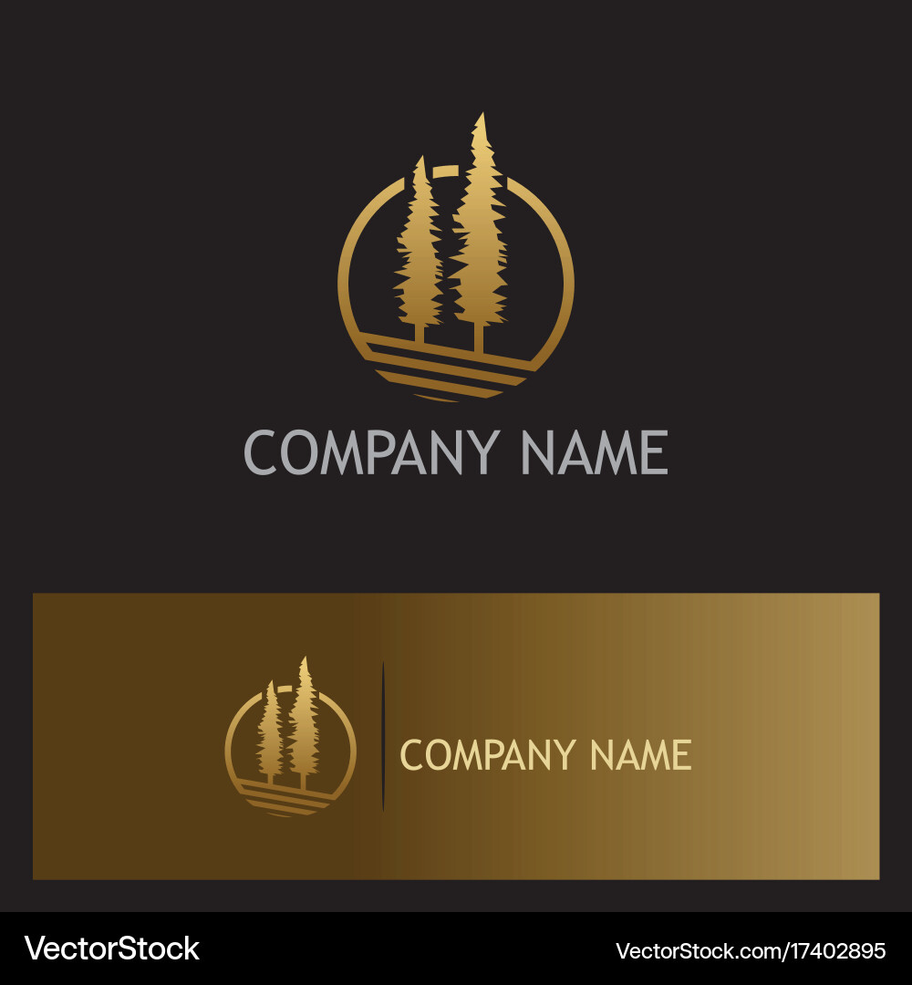 Pine tree gold logo Royalty Free Vector Image - VectorStock