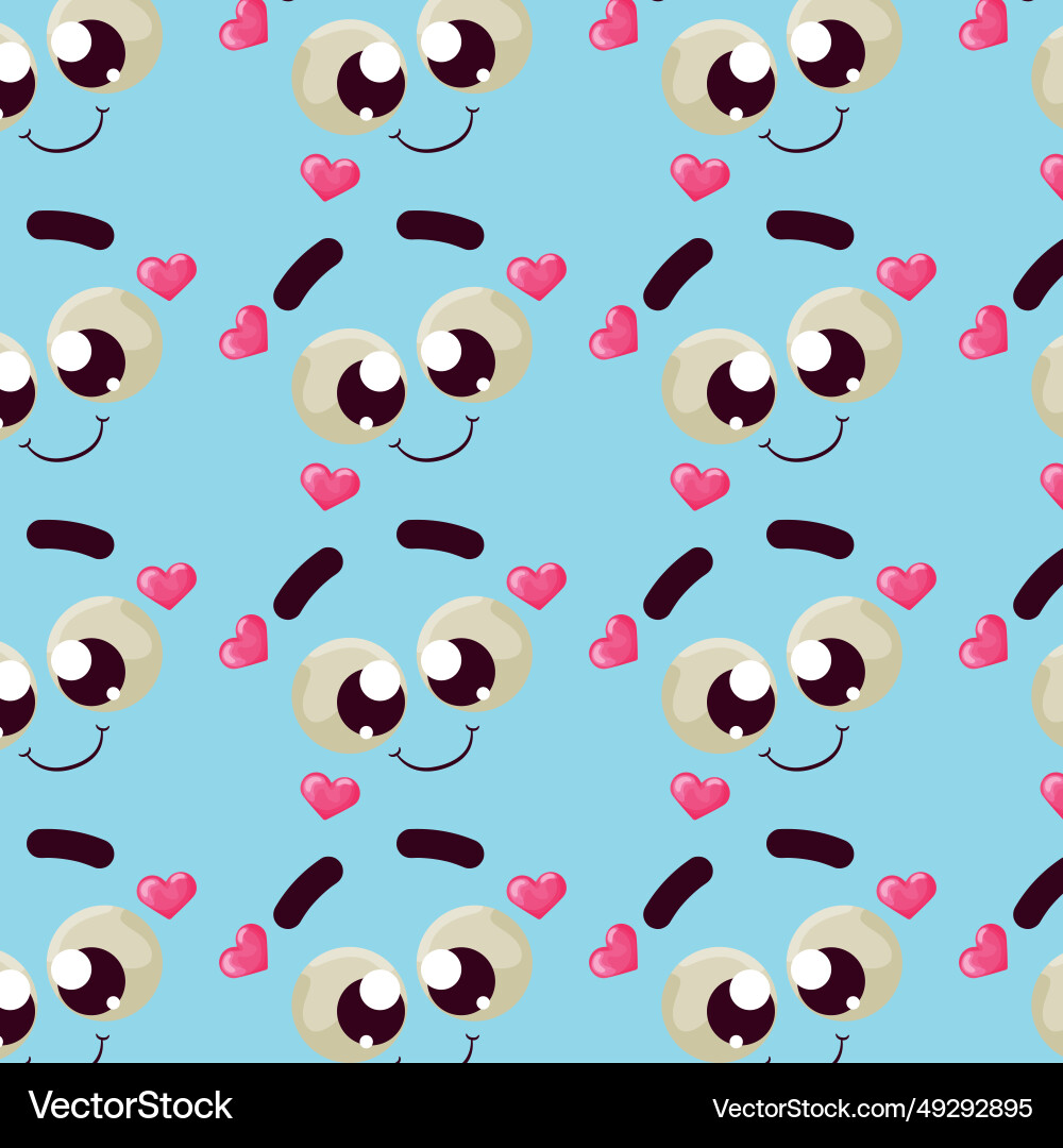 Seamless pattern background with facial expression vector image