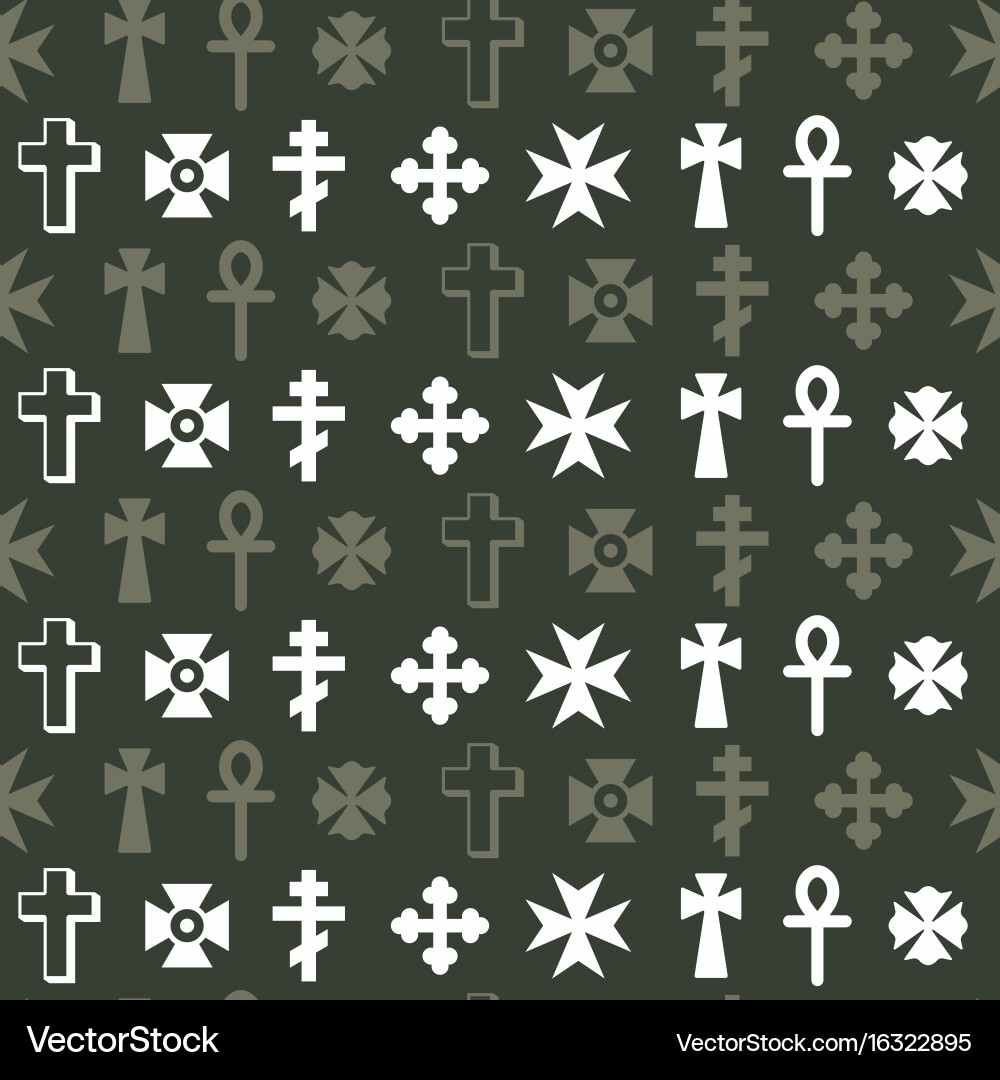 Seamless pattern with christian cross vector image