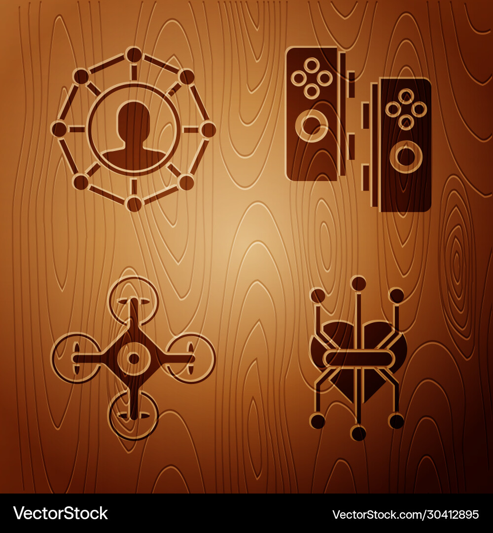 Set processor project team base drone Set processor project team base drone vector image