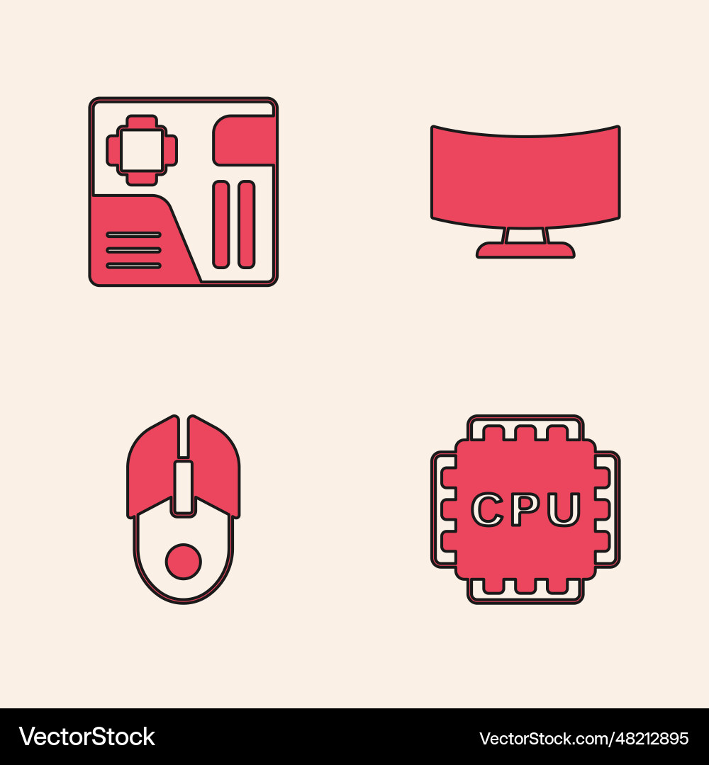 Set processor with cpu motherboard digital chip Set processor with cpu motherboard digital chip vector image