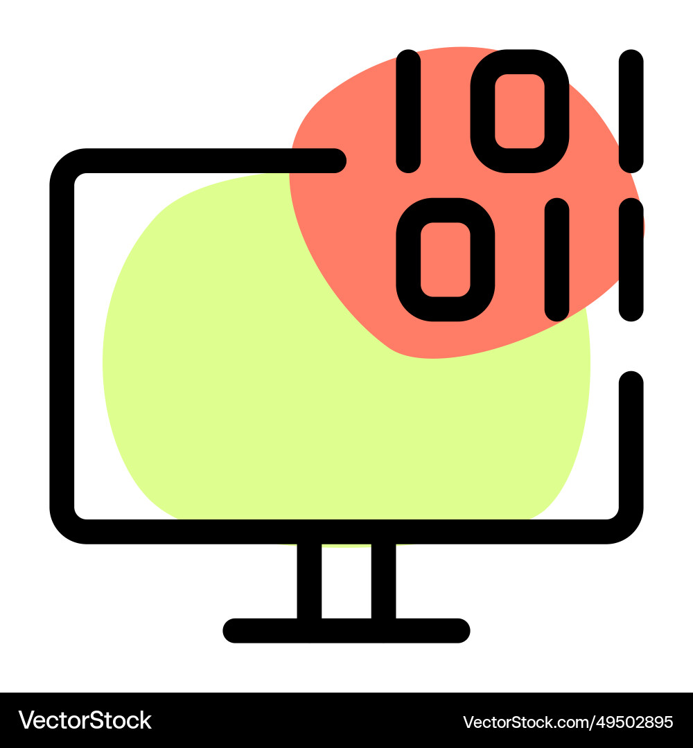Showing data in binary format on monitor Vector Image