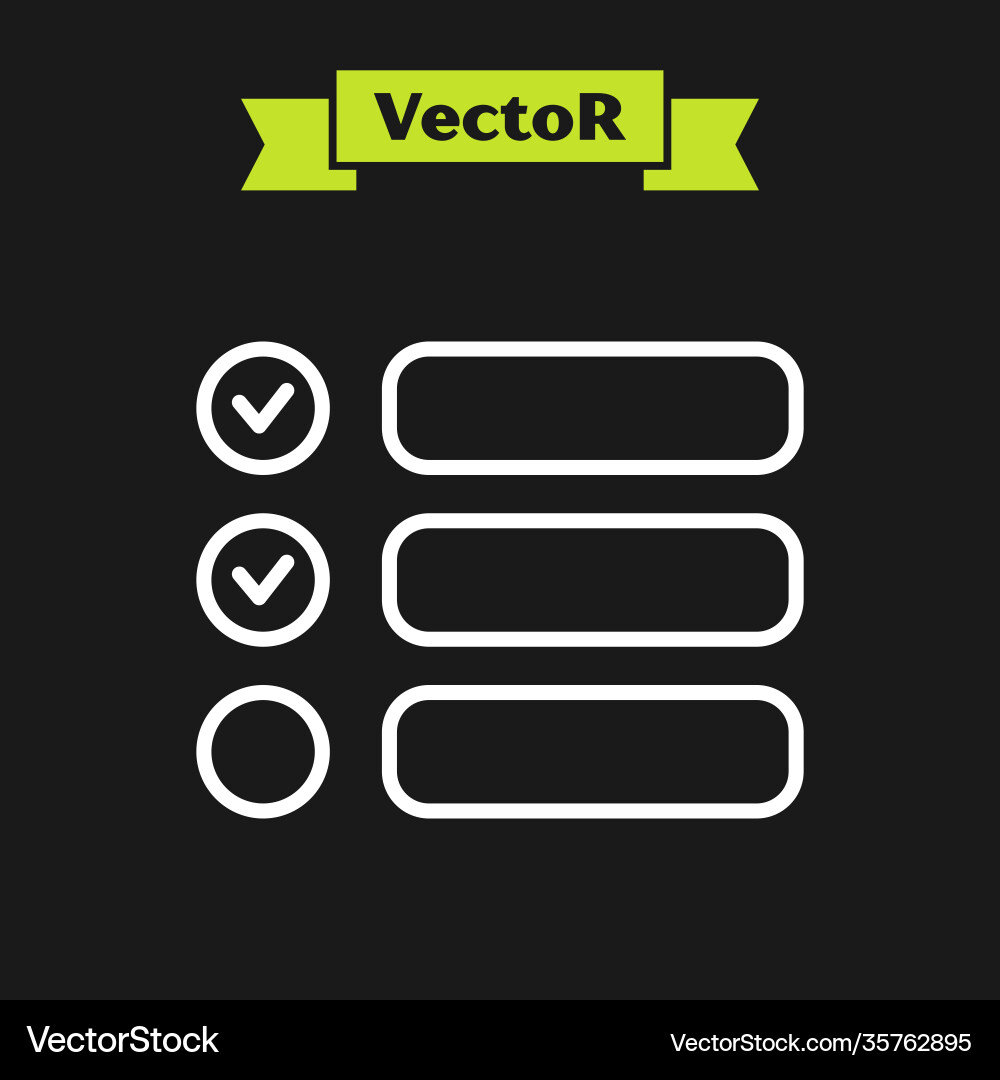 White line task list icon isolated on black White line task list icon isolated on black Vector Image