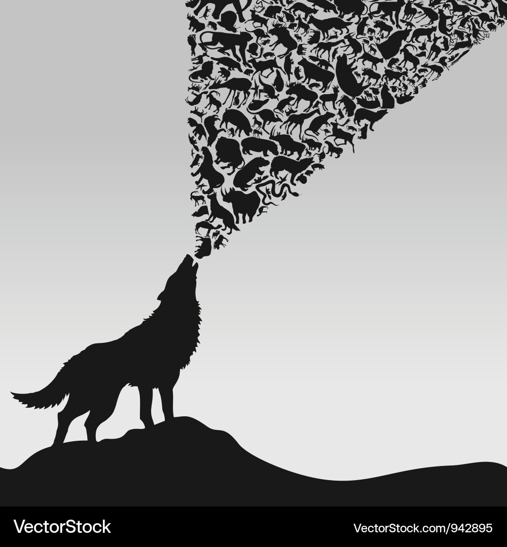 Wolf Howling Animals Vector Image