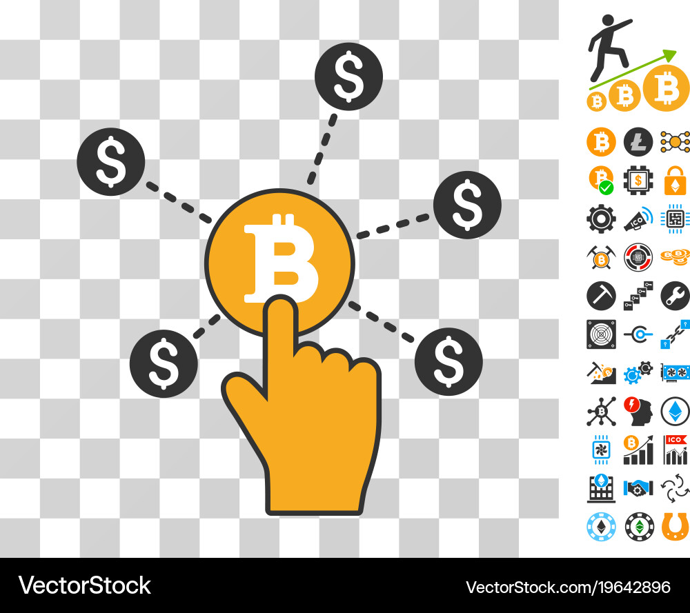 Click bitcoin node icon with bonus vector image