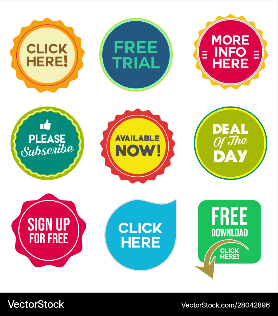 Colorful Promo Stickers & Badges Vector Image