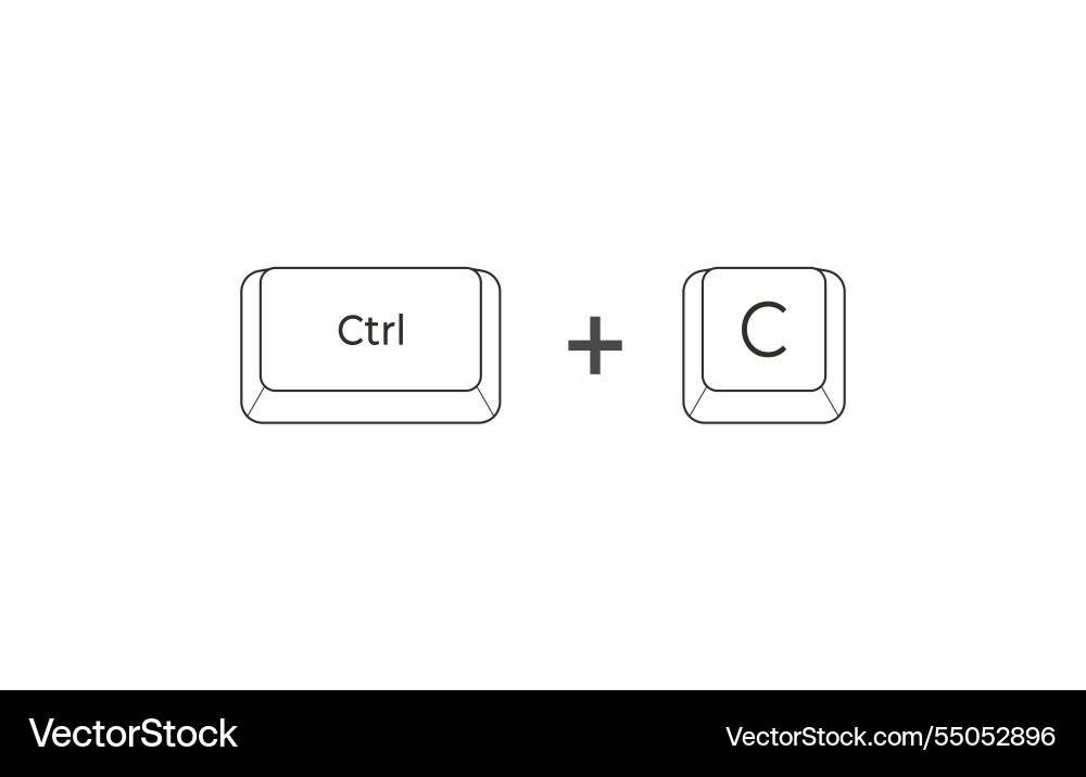Crtl c keyboard shortcuts in flat style Vector Image