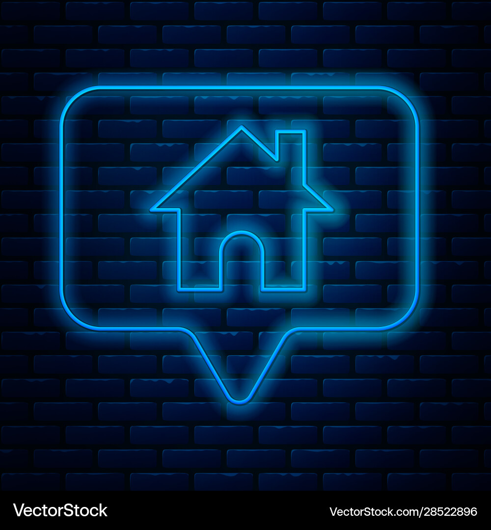 Glowing neon line map pointer with house icon Vector Image