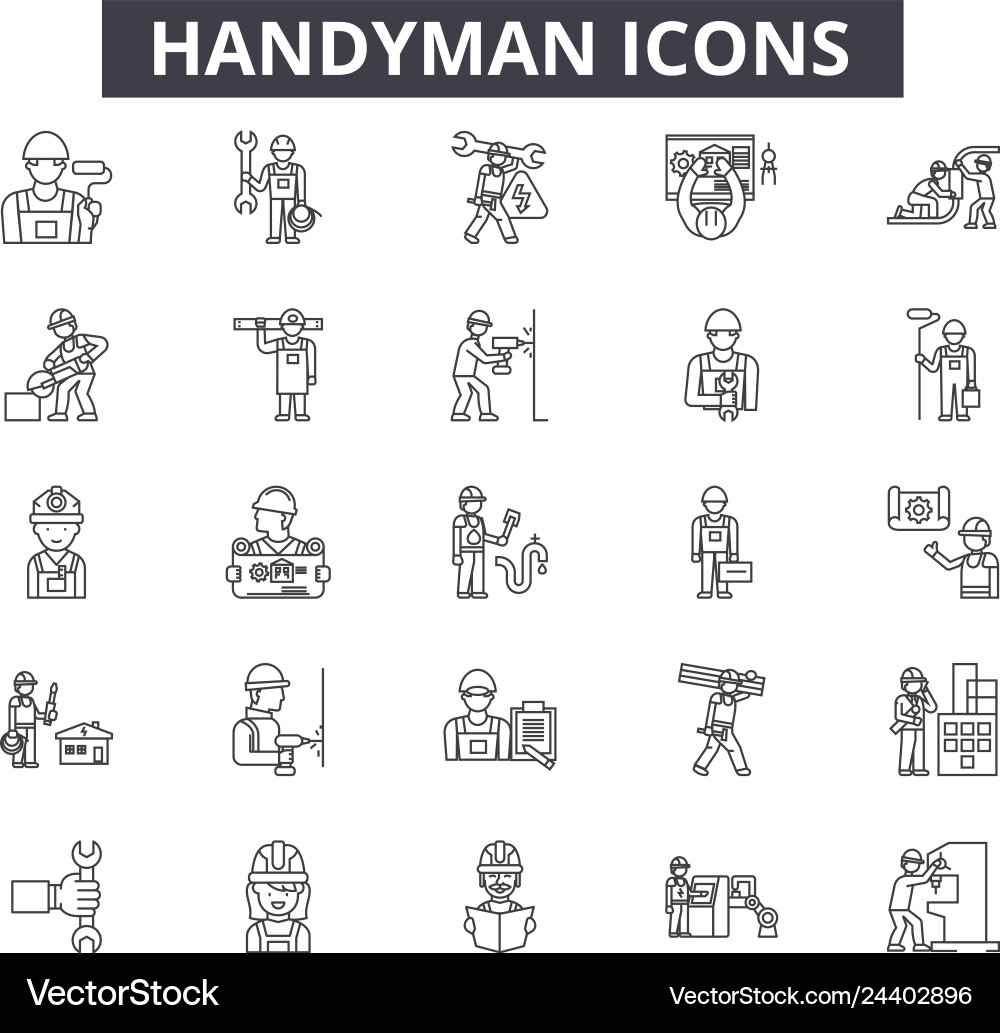 Handyman line icons for web and mobile design Handyman line icons for web and mobile design vector image