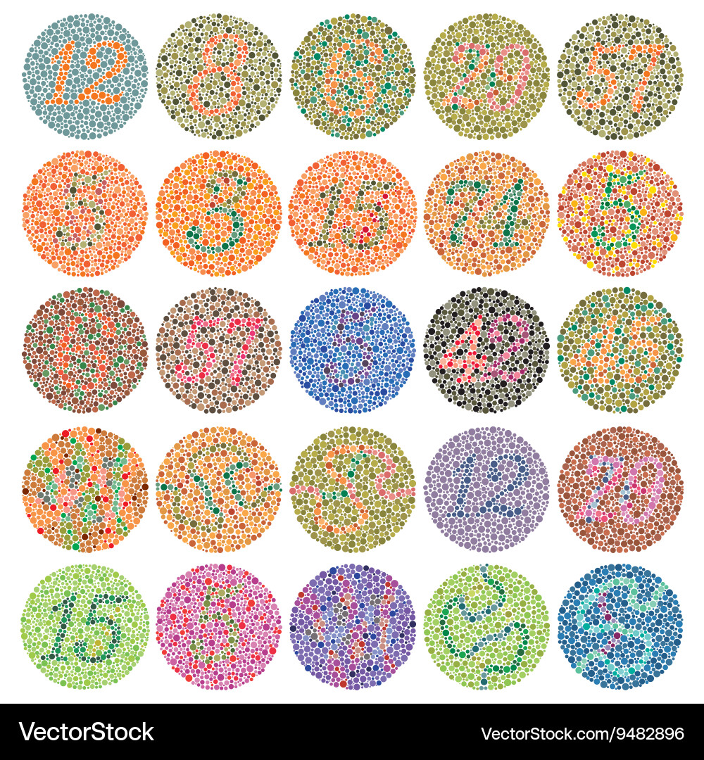 Ishihara Color Blindness Test Royalty Free Vector Image