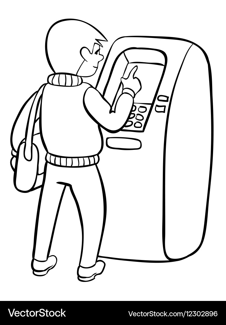 Man using atm machine vector image