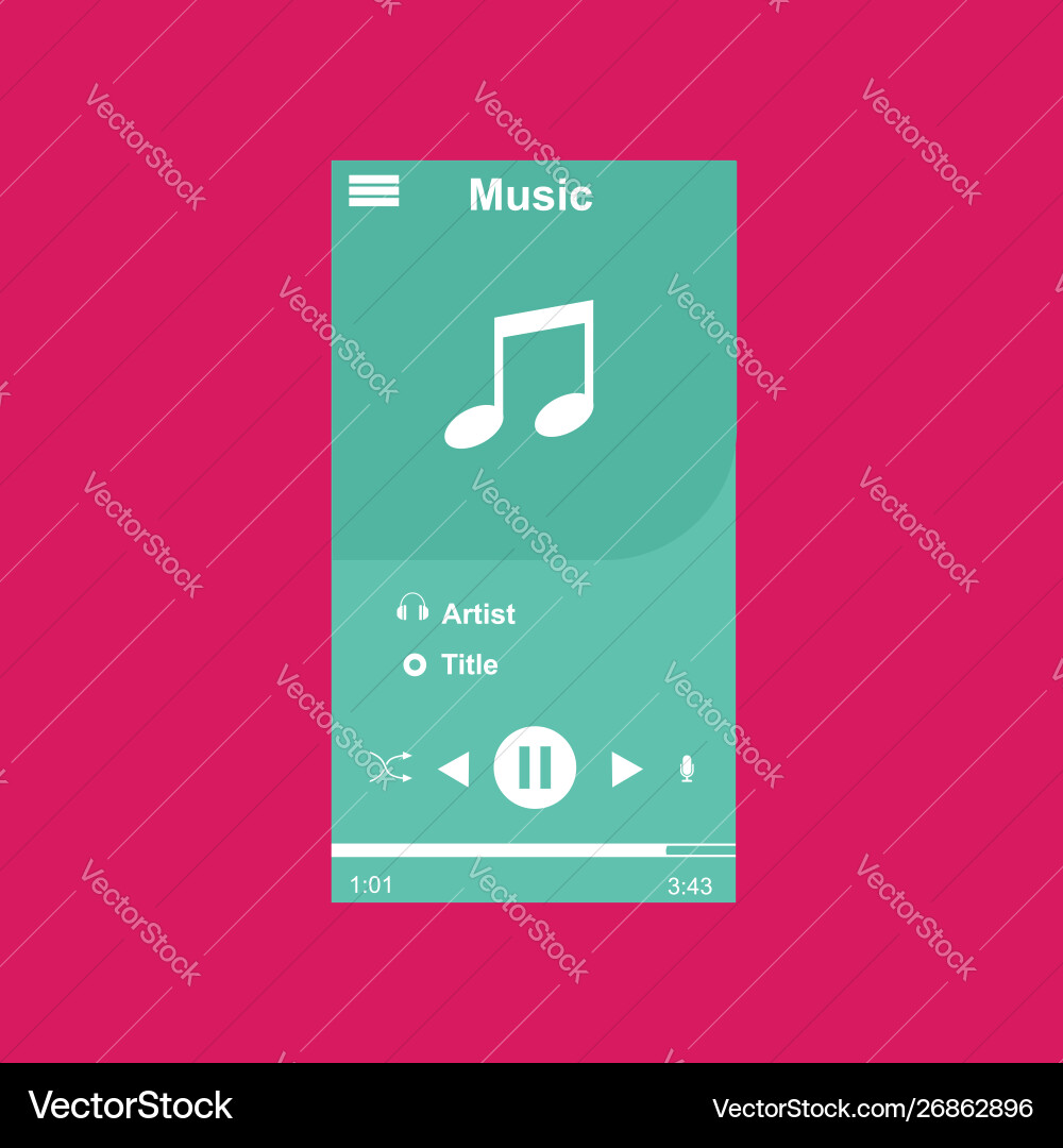 Media player application app template with flat Media player application app template with flat Vector Image