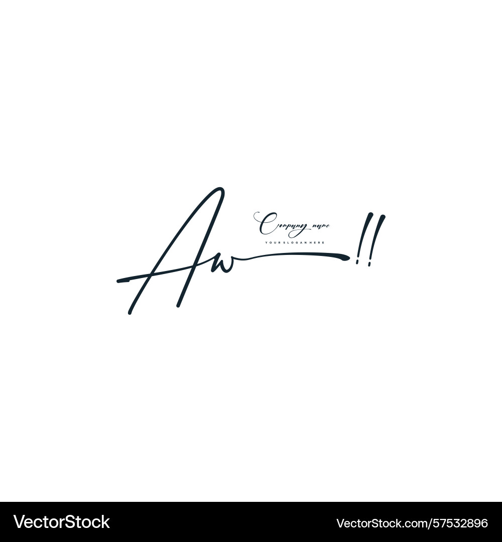 Minimal signature logo design with aw initials Vector Image
