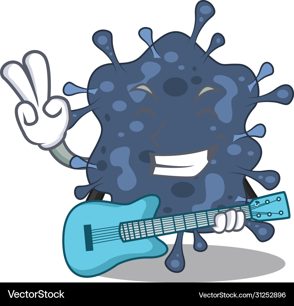 Musikalische Bakterien neisseria spielen eine Gitarre Musikalische Bakterien neisseria spielen eine Gitarre vektorbild