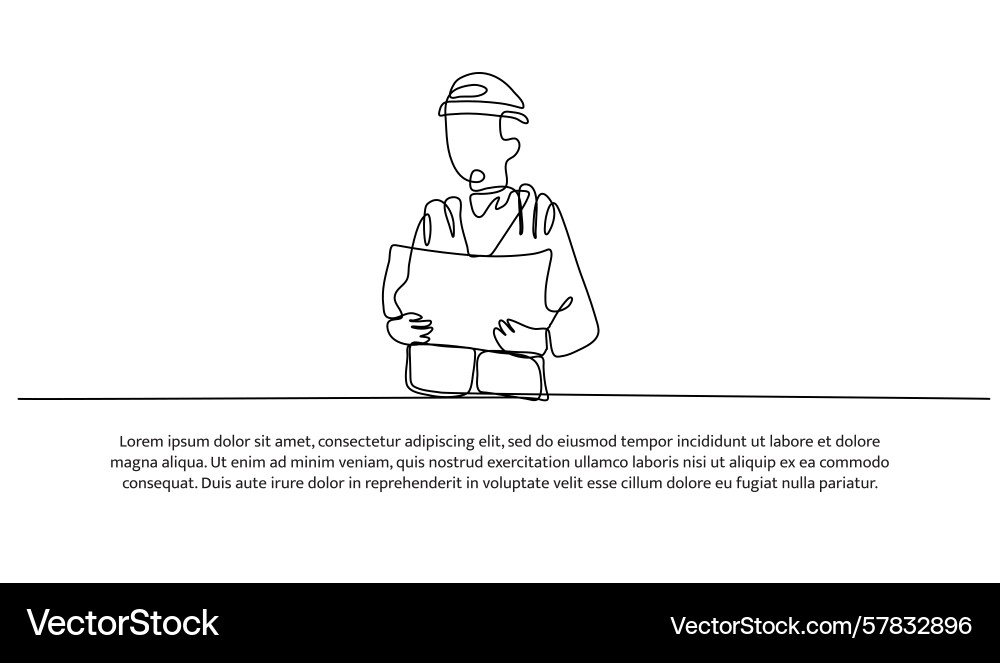 One line of architect looking at a building Vector Image