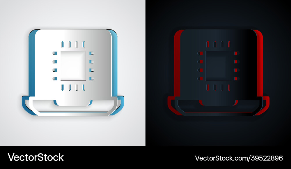 Paper cut computer processor with microcircuits Paper cut computer processor with microcircuits Vector Image