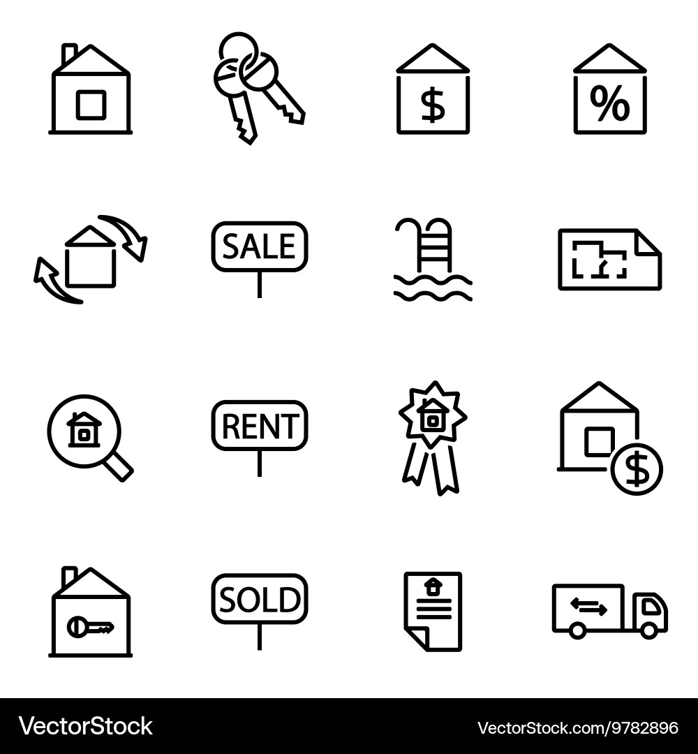 Real Estate Line Icons vector image