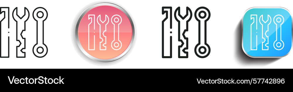 Repair tools icon thin linear regular and button Repair tools icon thin linear regular and button vector image